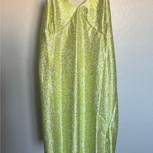 Lime Green Floral Slip Dress